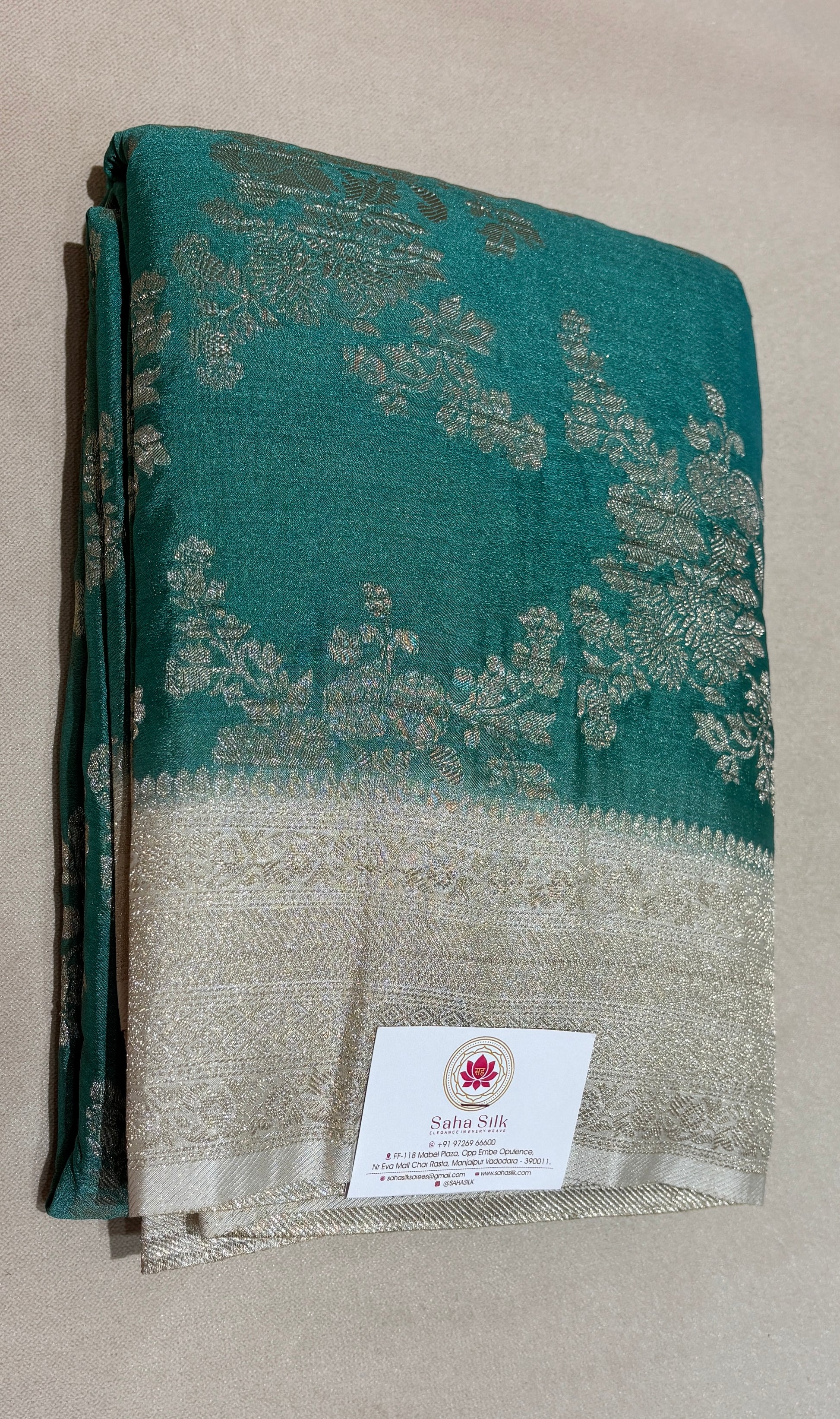 SEA GREEN SEMI JORJET JAAL PATTERN SAREE