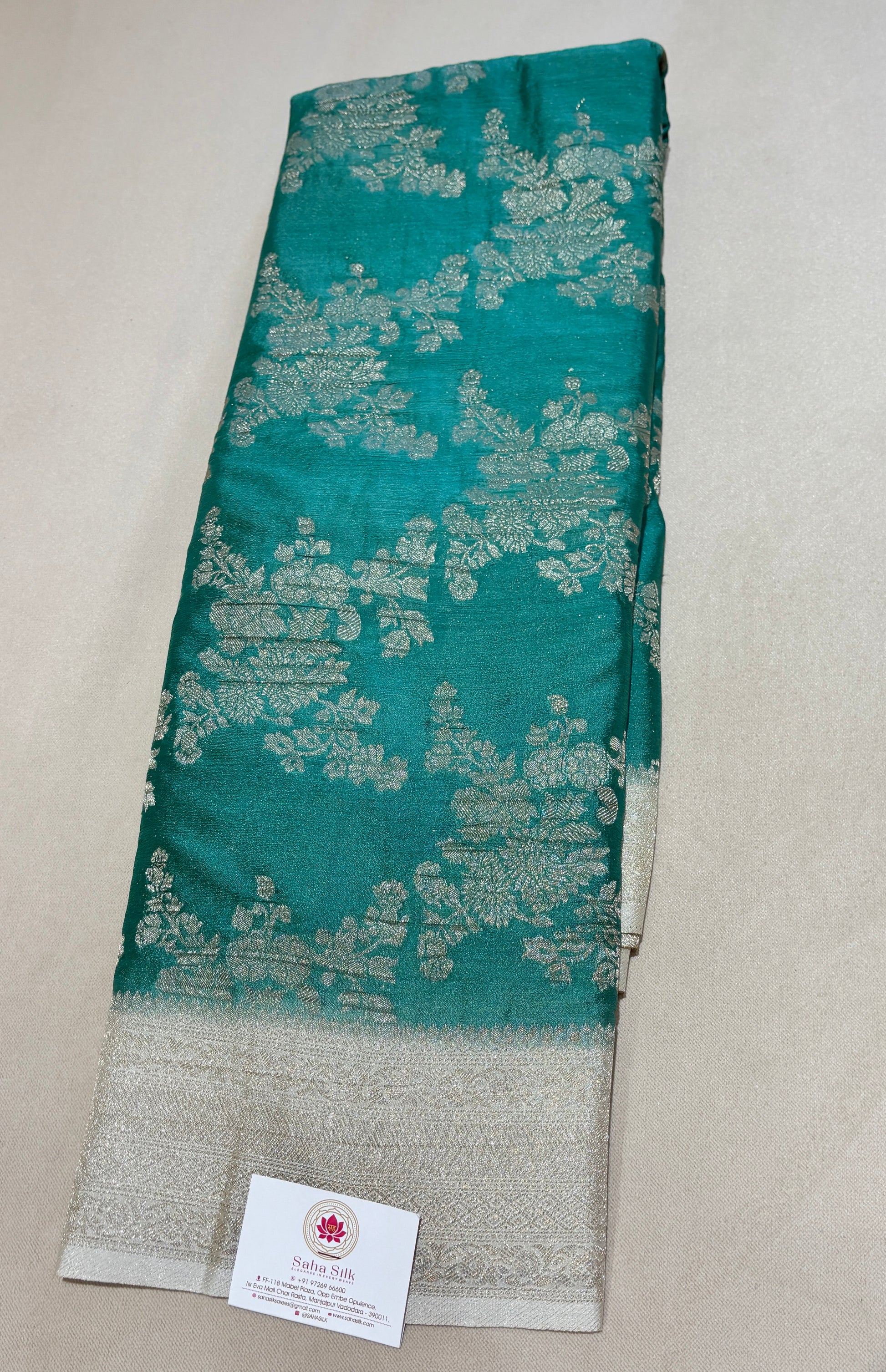 SEA GREEN SEMI JORJET JAAL PATTERN SAREE