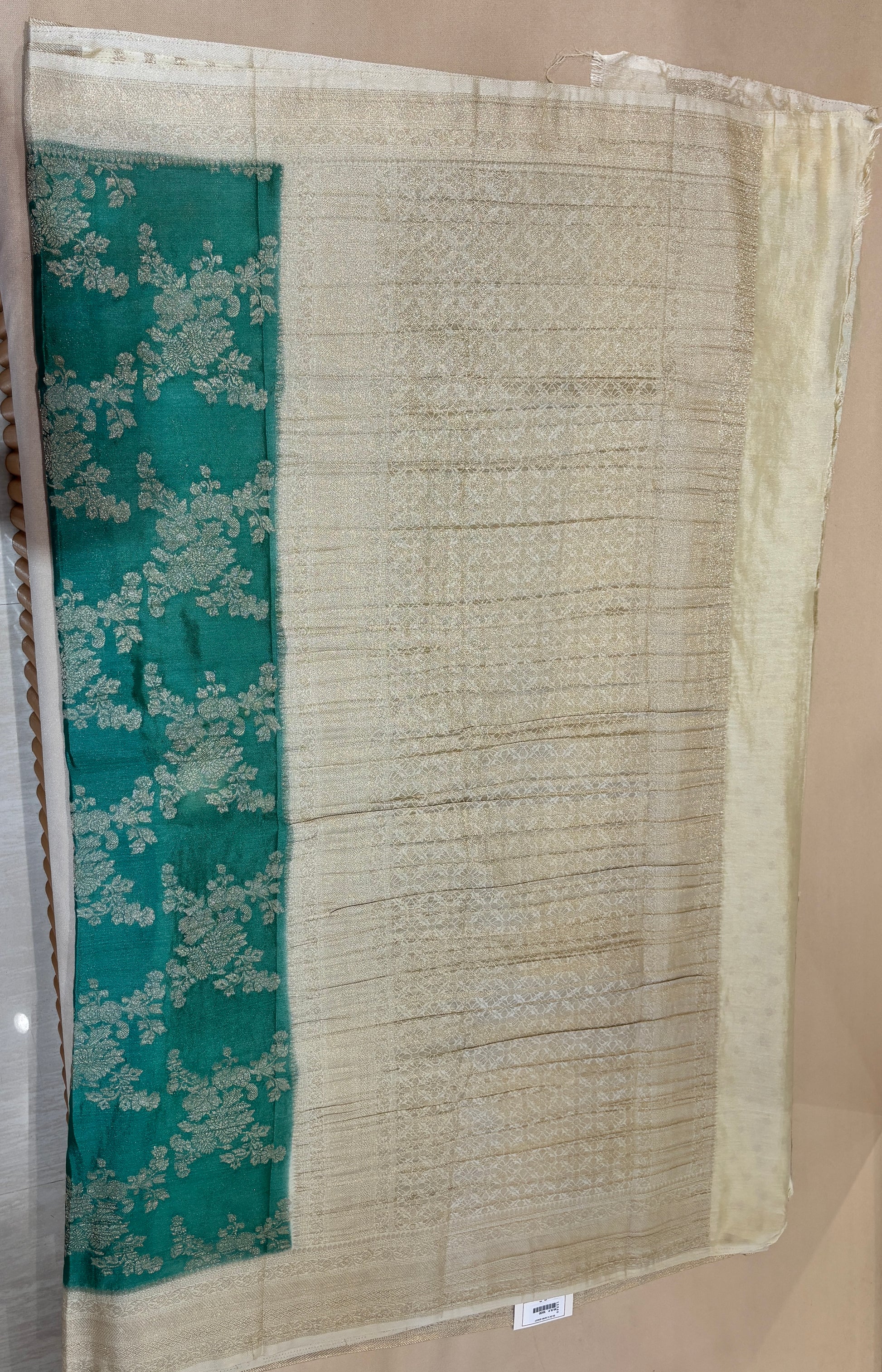 SEA GREEN SEMI JORJET JAAL PATTERN SAREE
