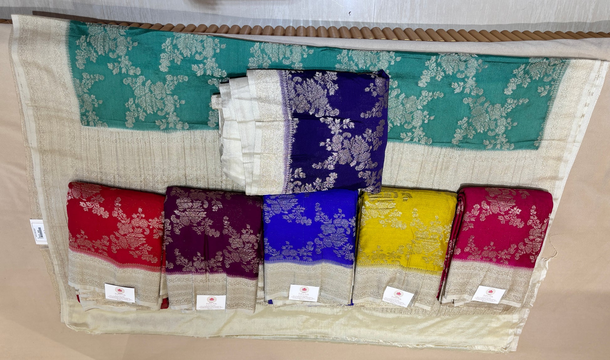 SEA GREEN SEMI JORJET JAAL PATTERN SAREE