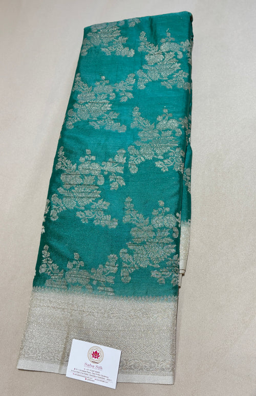 SEA GREEN SEMI JORJET JAAL PATTERN SAREE